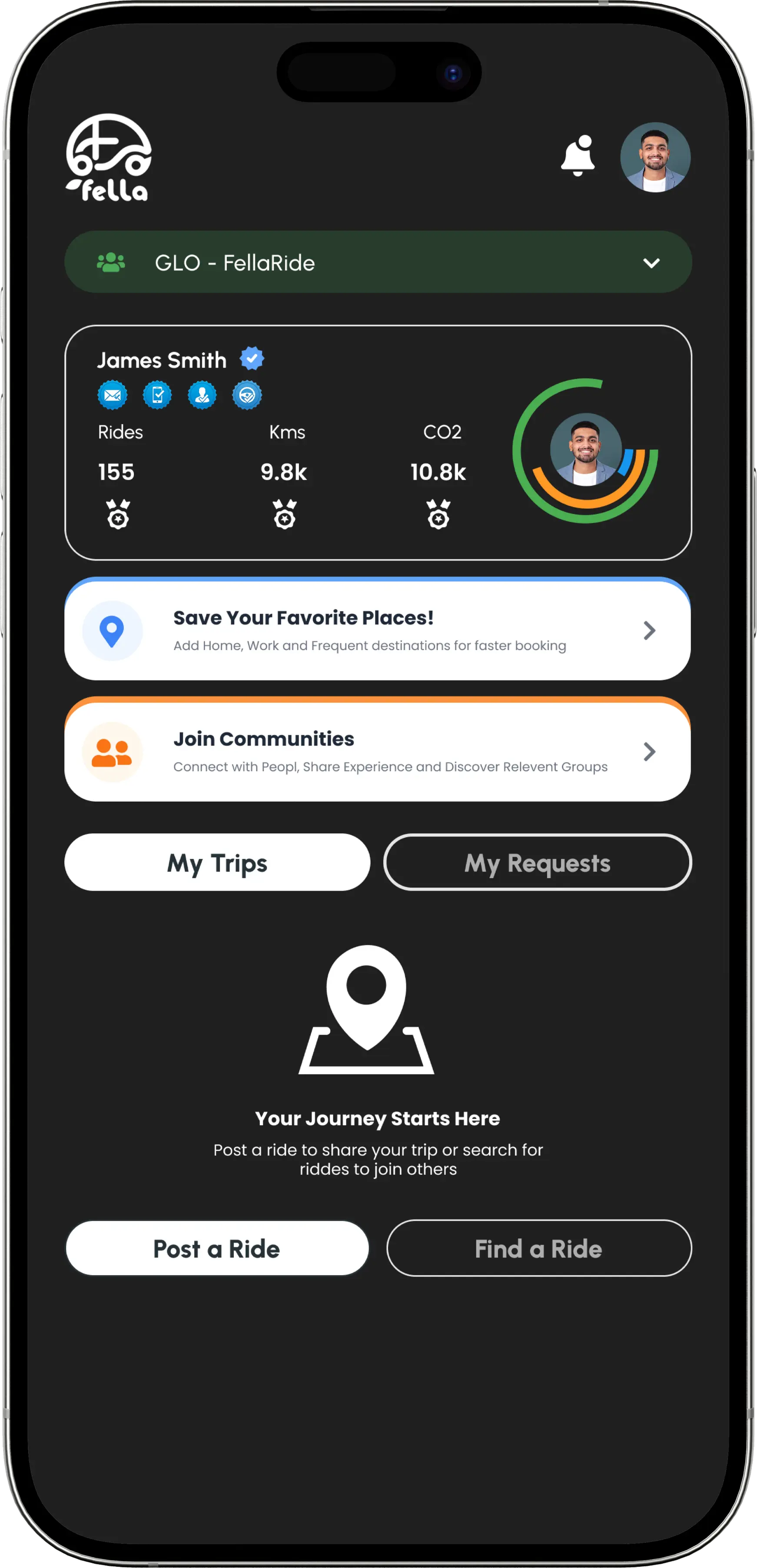 FellaRide App Screen 2