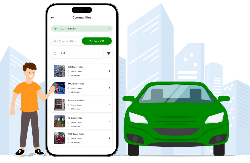 FellaRide Communities App Interface